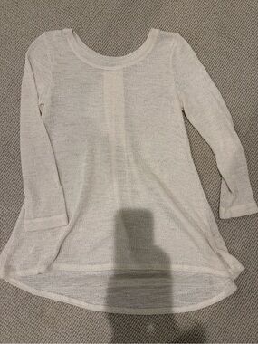 Nally & Millie Cream Open Knit High Low Tunic Sweater Small Made USA